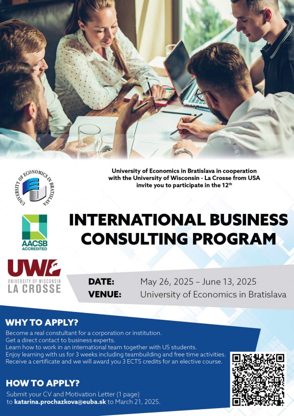 Letná škola International Business Consulting Program na EUBA 26.5. - 13.6.2025